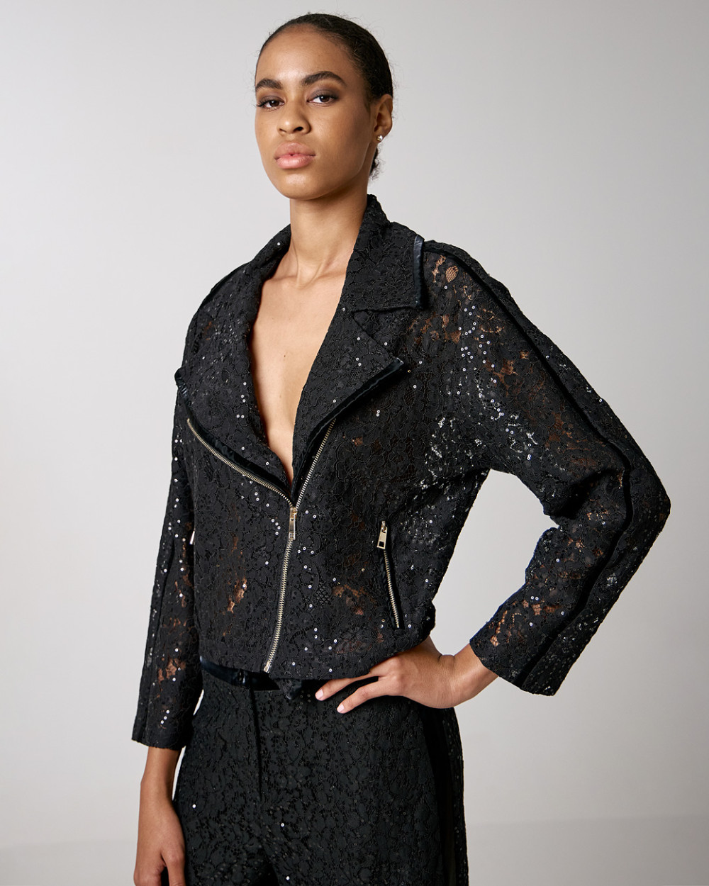 Sequin skirt clearance leather jacket